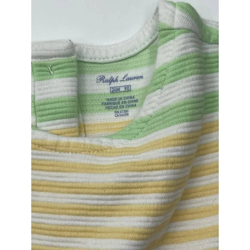 Ralph‎ Lauren Polo Dress Girls Baby Size 24 Months Striped Pleated Pink Yellow
